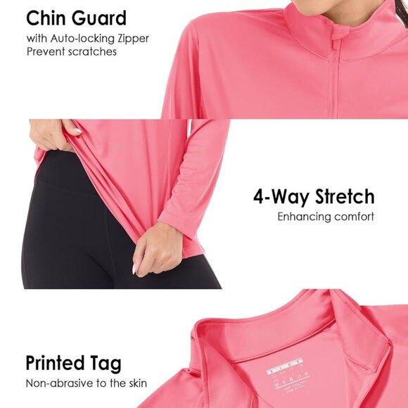 Women's Sun Shirts Long Sleeve Athletic Tops Rose Red X-large - Picture 3 of 7